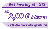 Webhosting ab 2,99 &euro; || nur 9,99 &euro; Einrichtungsgeb&uuml;hr!